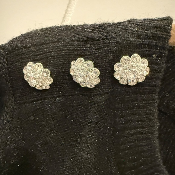 NWT Lilly Pulitzer Morgan Black Sweater Crystal Buttons on Shoulder - Picture 5 of 7